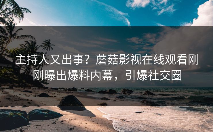 主持人又出事？蘑菇影视在线观看刚刚曝出爆料内幕，引爆社交圈