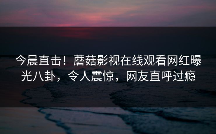 今晨直击！蘑菇影视在线观看网红曝光八卦，令人震惊，网友直呼过瘾