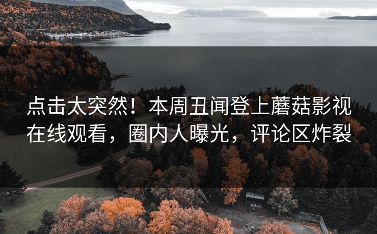 点击太突然！本周丑闻登上蘑菇影视在线观看，圈内人曝光，评论区炸裂