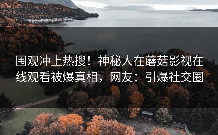 围观冲上热搜！神秘人在蘑菇影视在线观看被爆真相，网友：引爆社交圈